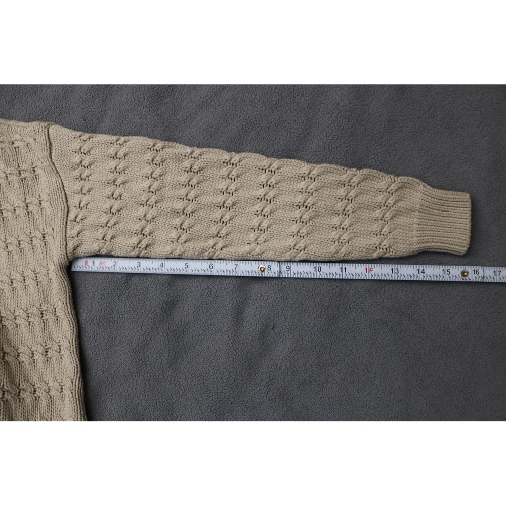 CYRUS Cable Knit Cardigan Sweater Women XS Beige Gold Button Preppy VNeck Top - Picture 11 of 12